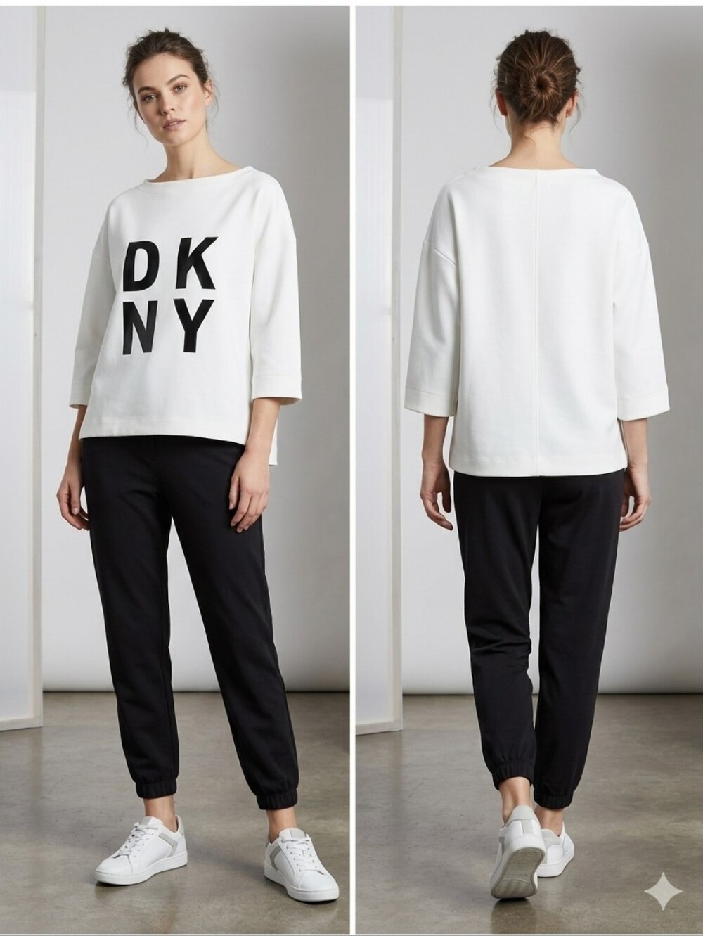 DKNY SPORT HIGH LOW GRAPHIC TECHNO SWEATSHIRT WOMEN'S LARGE